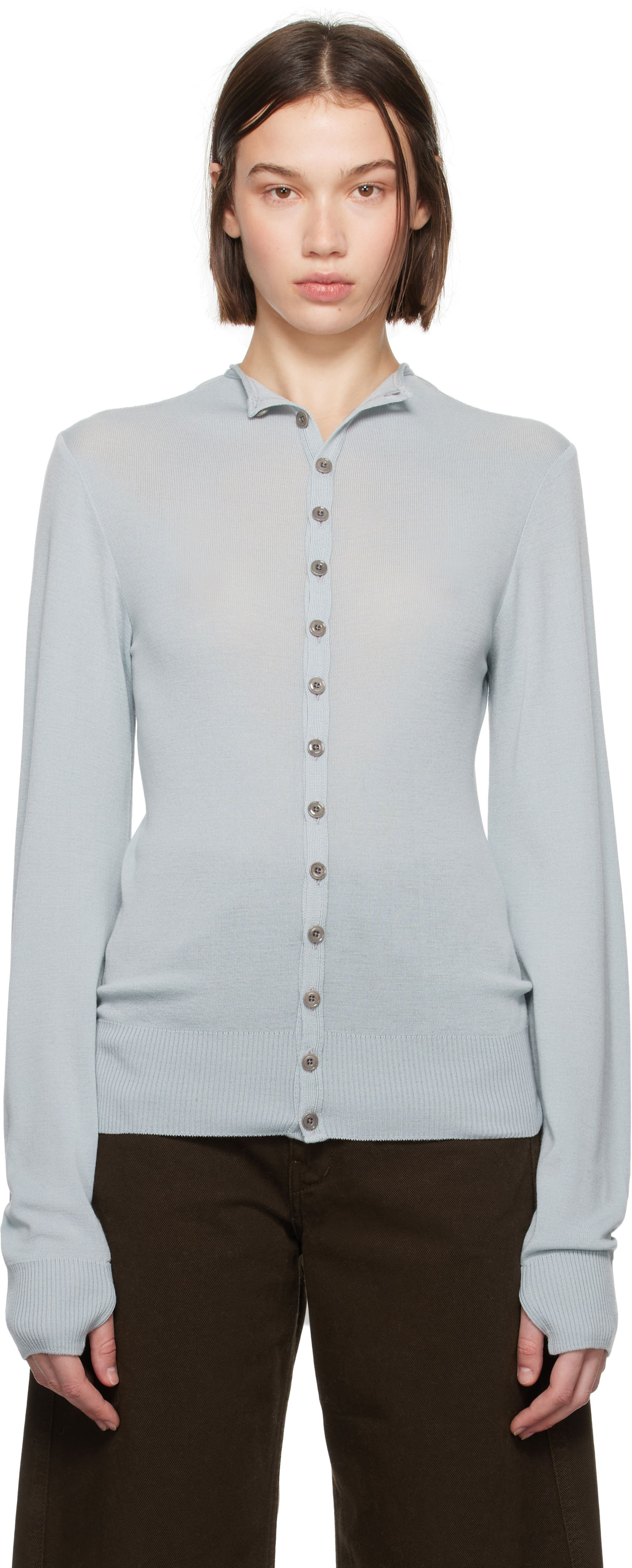 Sveter LEMAIRE Lemaire Fitted Seamless Cardigan Modrá | TO1277 LK1032, 0