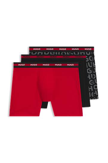 Boxerky BOSS Three-Pack of Stretch-Cotton Boxer Briefs with Logo Waistbands Čierna | 50545674