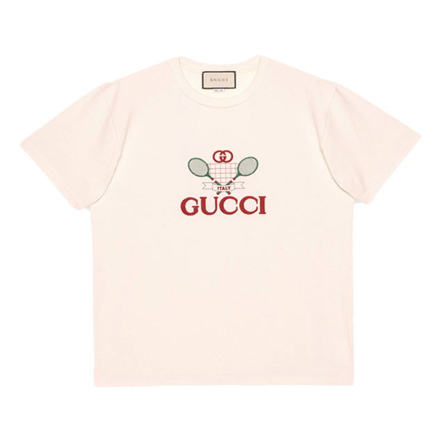 Tričko Gucci Oversized Tennis Graphic T-Shirt Biela | 548334-XJBLE-7136