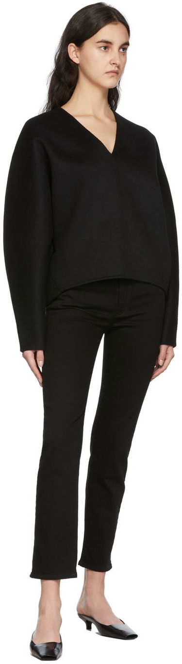 Sveter TOTEME TOTEME Double Wool Cashmere V-Neck Sweater Čierna | 214-716-717, 3