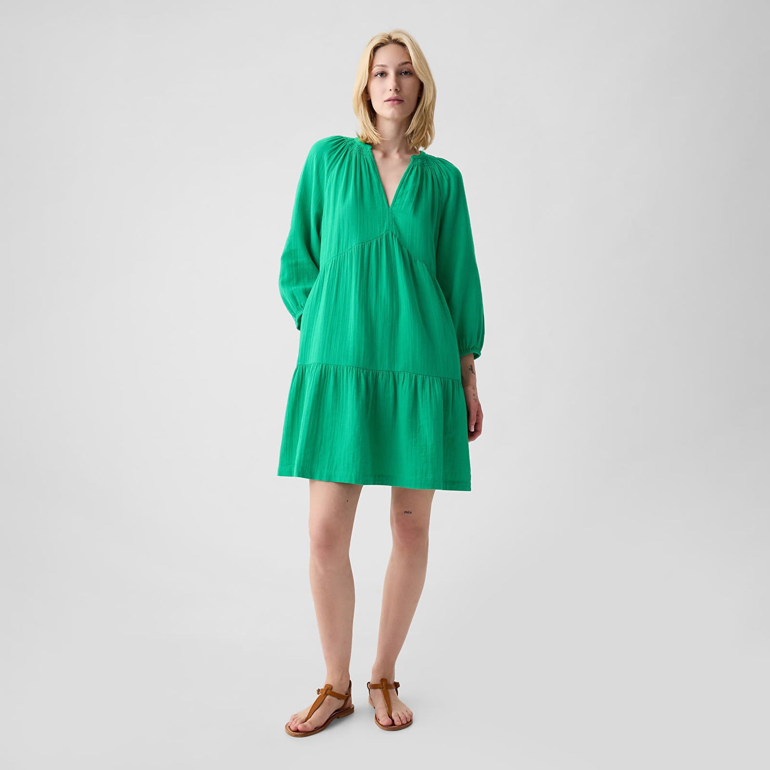 Šaty GAP Dresses Longsleeve Gauze Mini Dress Simply Green 17-5936 Zelené | 429447-01, 0