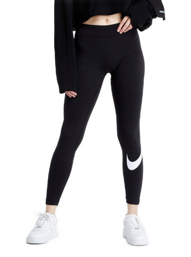 Legíny Nike Sportswear Essential GX Mid-Rise Swoosh Leggings Čierna | CZ8530-010