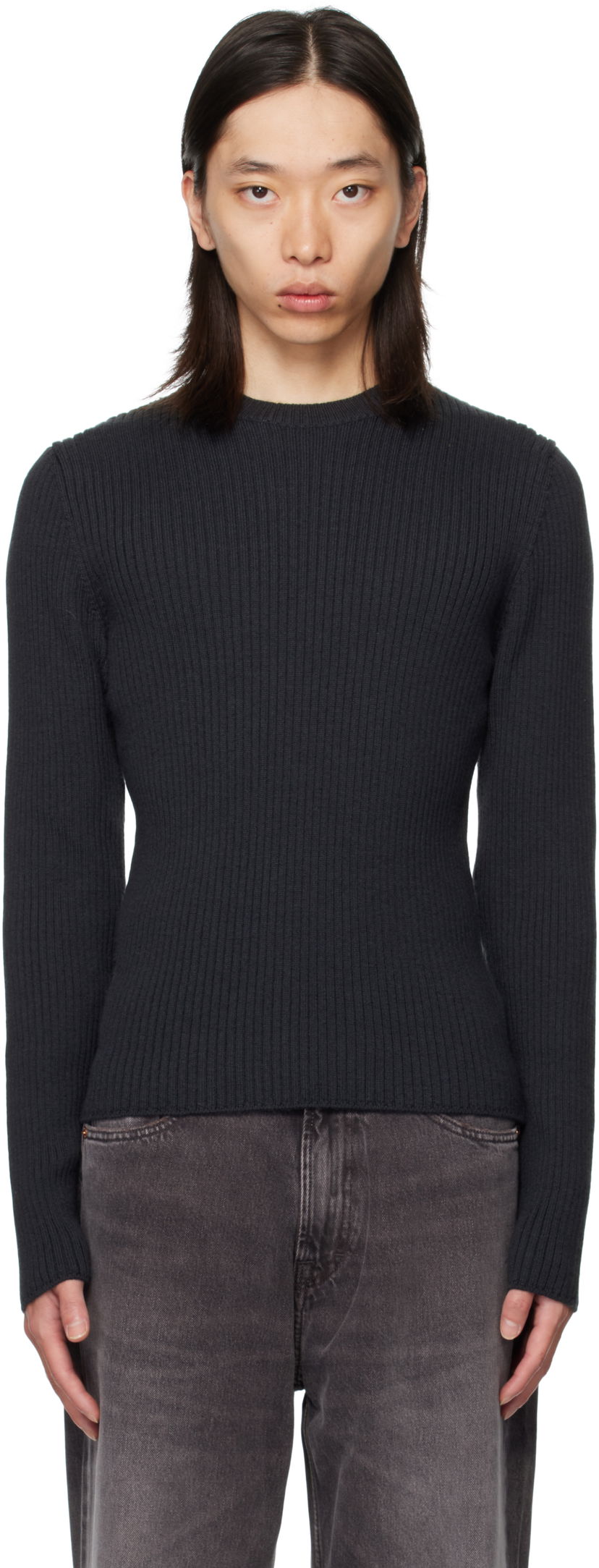 Sveter OUR LEGACY OUR LEGACY Compact Round Neck Sweater Navy | M4253CO