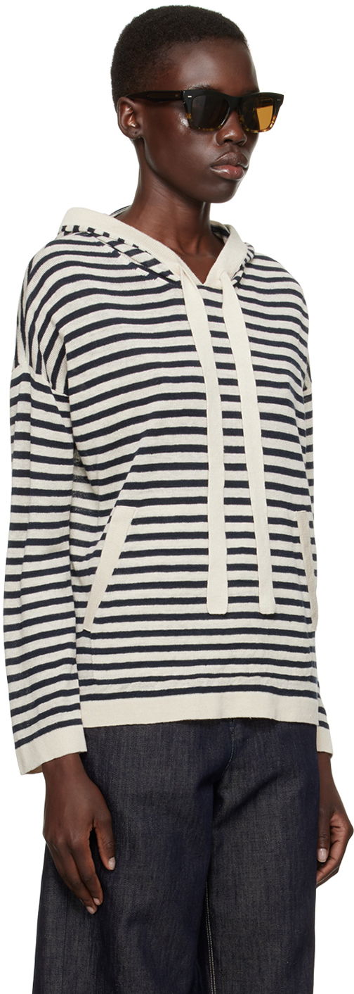 Mikina Max Mara Max Mara Limosa Striped Knit Hoodie Biela | 2419361023600, 1