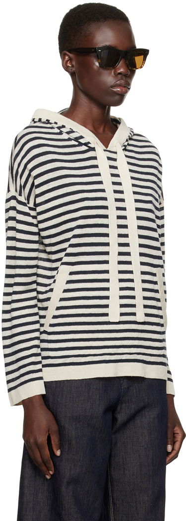 Mikina Max Mara Max Mara Limosa Striped Knit Hoodie Biela | 2419361023600, 1
