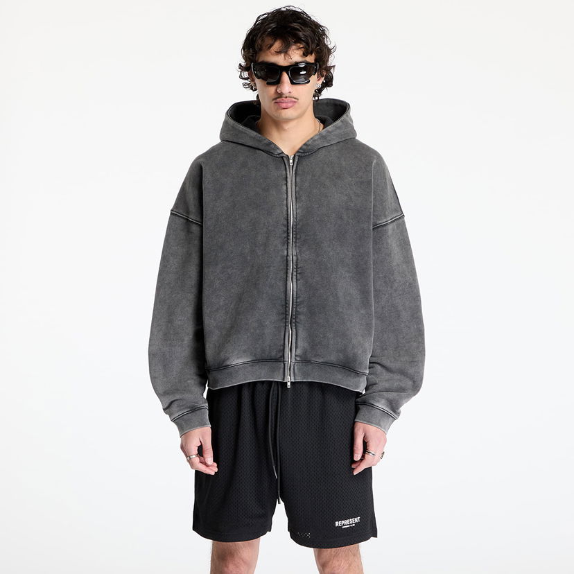 Mikina Represent Clo Initial Boxy Zip Hoodie Vintage Šedá | INM414-47