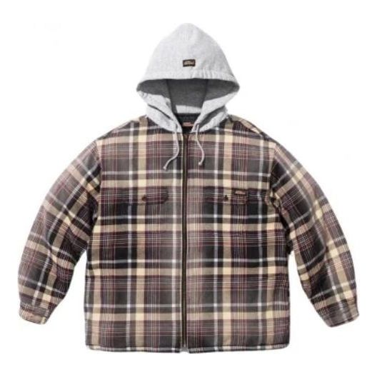 Bunda Supreme Plaid Hooded Zip-Up Shirt Hnedá | SUP-FW23-159