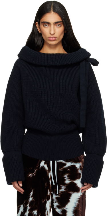 Sveter Dries Van Noten Dries Van Noten Drawstring Turtleneck Navy | 252-011234-2707, 0
