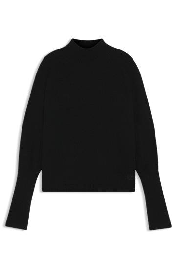 Sveter BOSS Relaxed-fit mock-neck sweater in a wool blend Čierna | 50548251