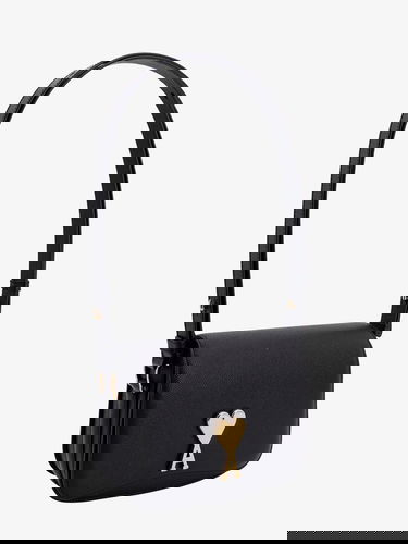 Kabelka AMI AMI Paris Women's Black Leather Shoulder Bag with Gold Heart Logo Čierna | ULL005AL0036001, 3