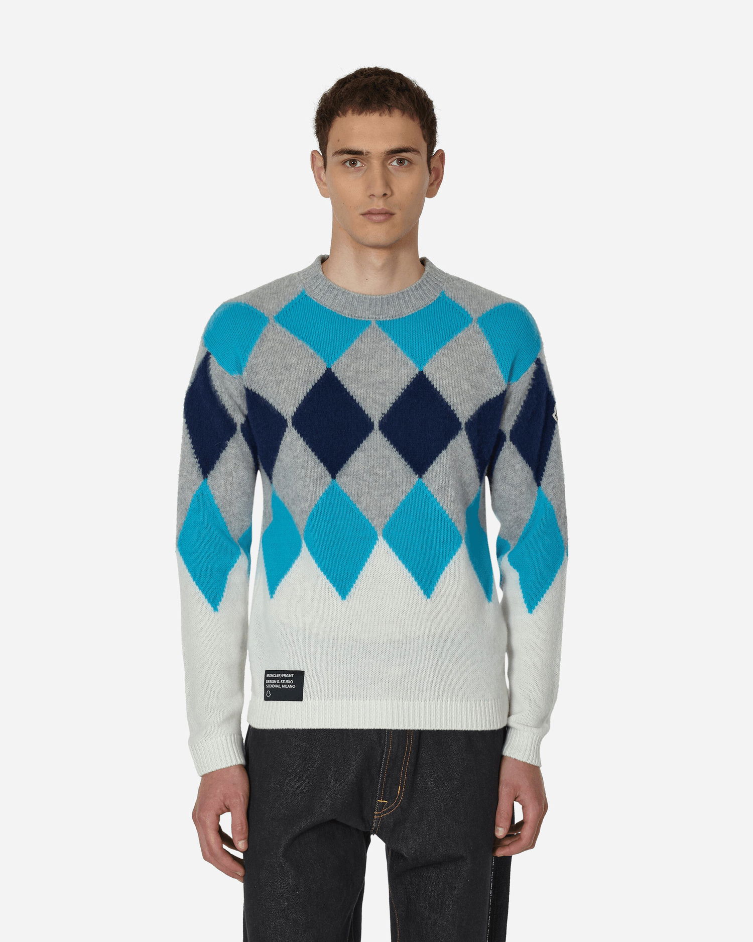 Sveter Moncler FRGMT Argyle Wool and Cashmere Sweater Modrá | 9C00001M1127 P07, 1