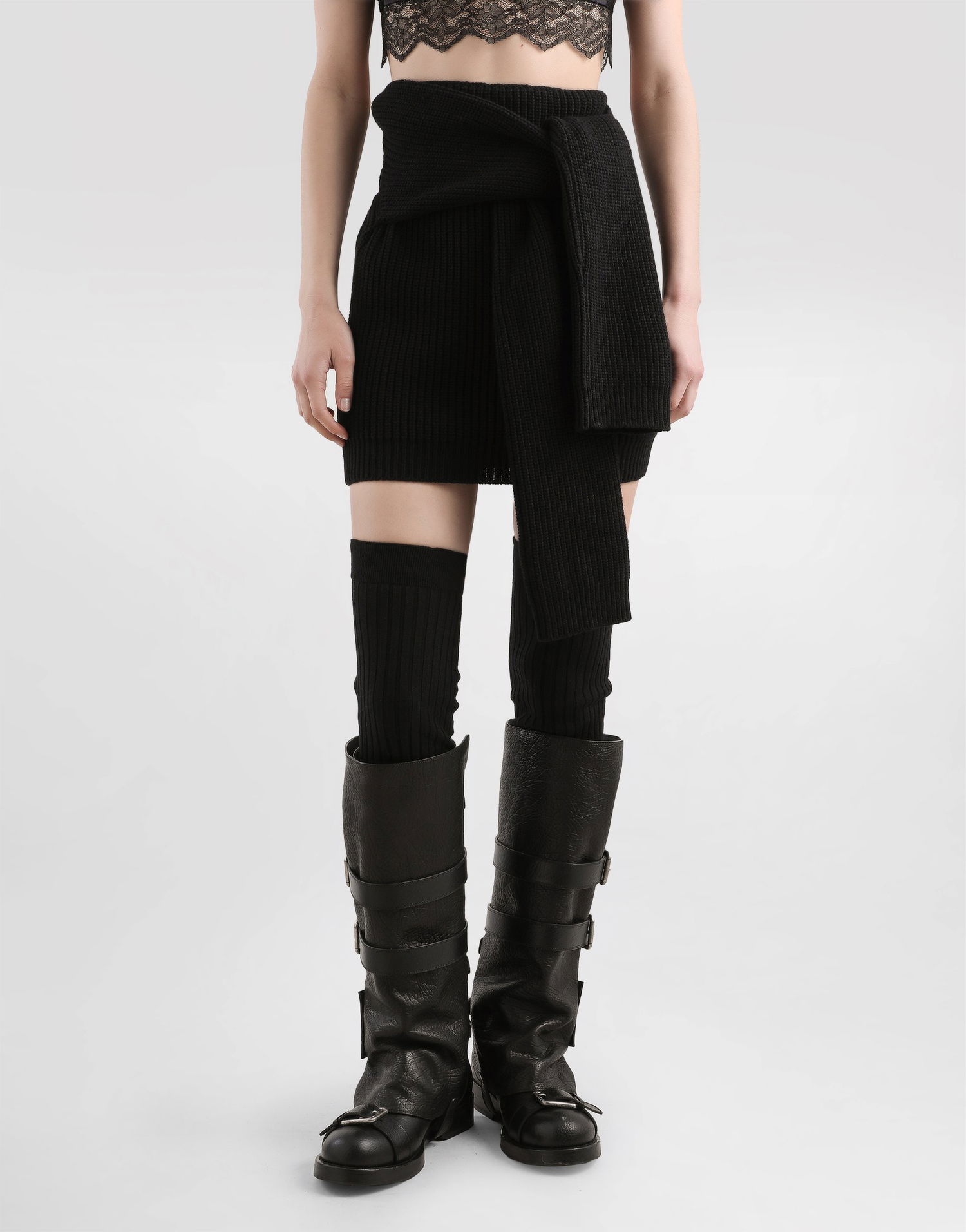 Sukňa Dolce & Gabbana Dolce & Gabbana Knit Skirt with Tie Detail Čierna | FXO35TJDVDUN0000, 1
