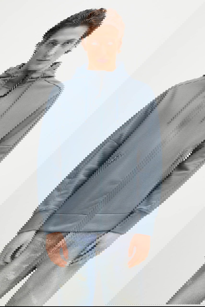 Mikina C.P. Company Smooth Full-Zip Hoodie with Hood Drawstrings and Zip Pockets Modrá | 18CMSS028A005086W, 0