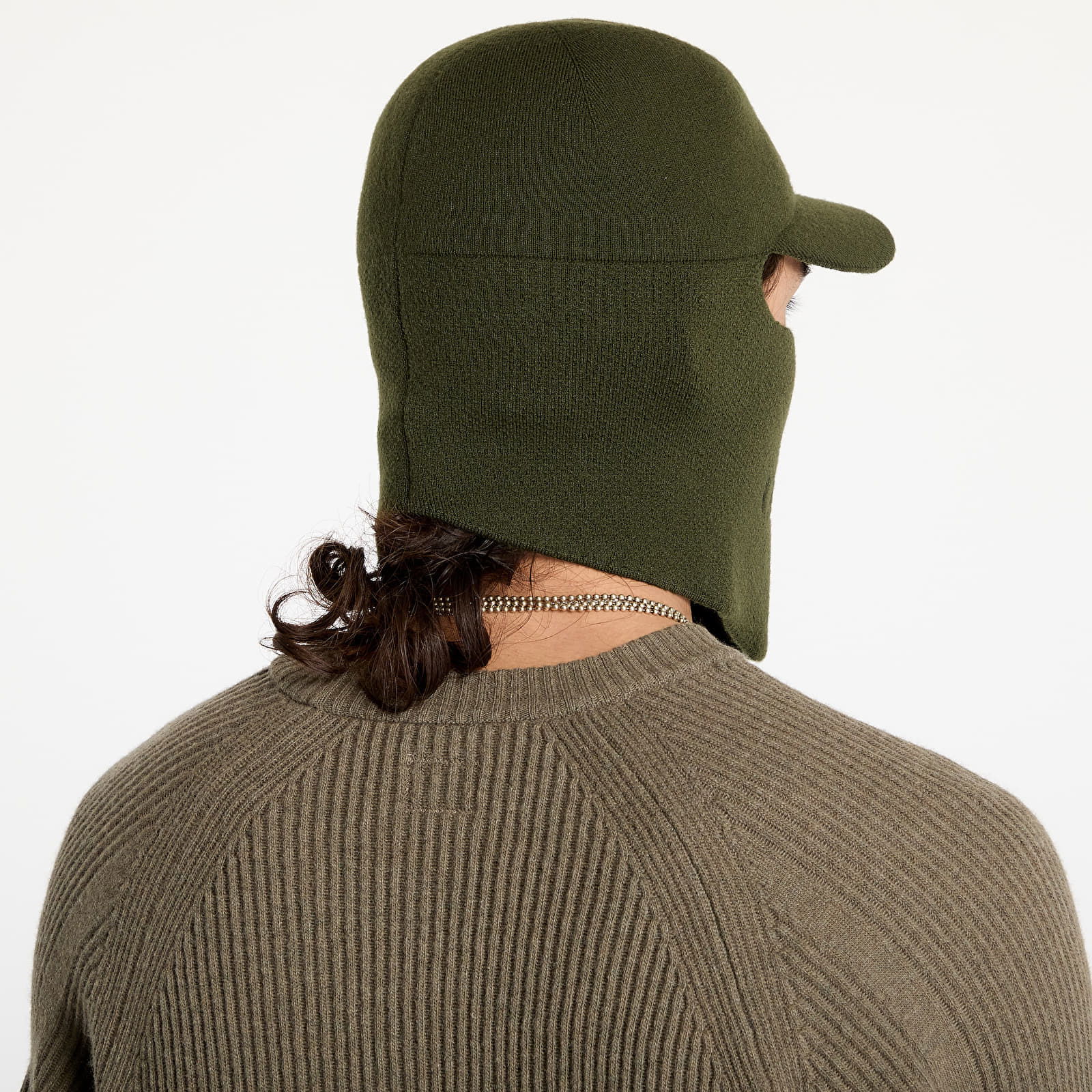 Extrafine Merino Wool Visor Neck Hat Green