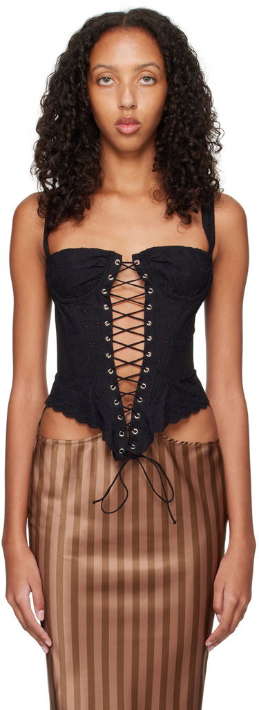 Body Miaou Miaou Deville Lace-Up Corset Top Čierna | 7034CEONY, 0