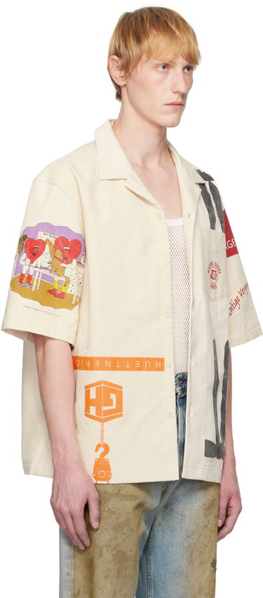 Košeľa Marine Serre Marine Serre Regenerated Bowling Shirt Béžová | USI028A UWOV0009, 1
