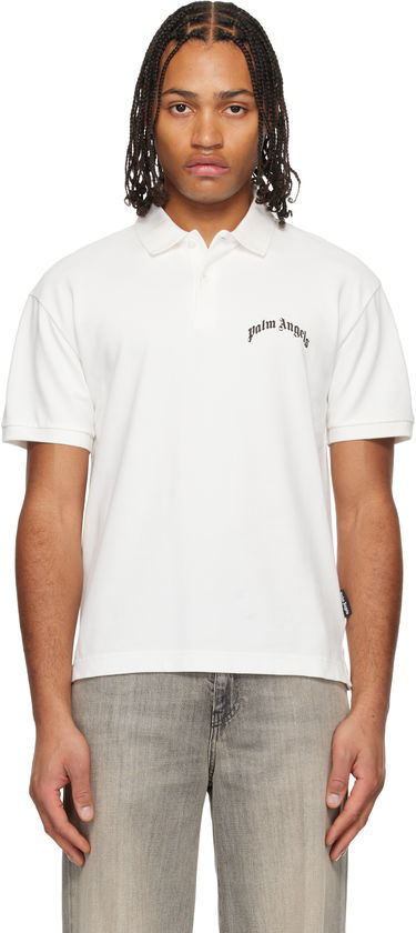 Polo tričko Palm Angels Curved Logo Polo Biela | PMGB02AF25FAB0020310, 0