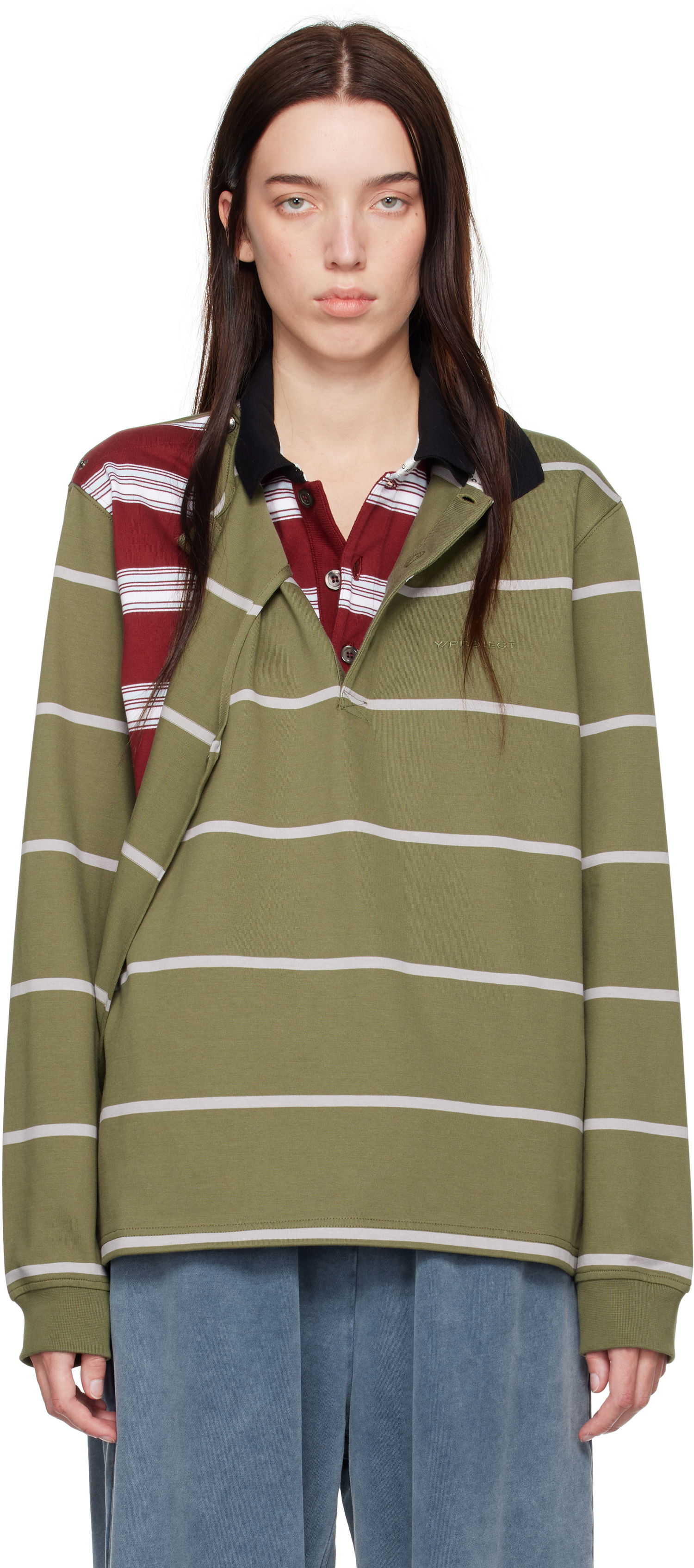 Polo tričko Y/PROJECT Double Collar Rugby Polo Zelené | 204SW001, 0