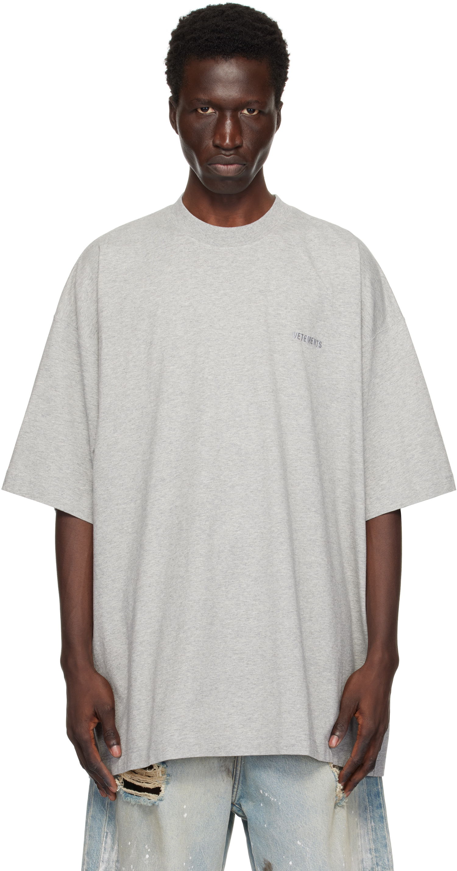 Tričko VETEMENTS Embroidered Logo T-Shirt Šedá | UA66TR765G, 0