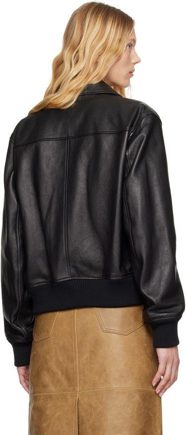 Bomber bunda AMI AMI Paris Zipped Leather Jacket Čierna | UJK078.LH0044, 2