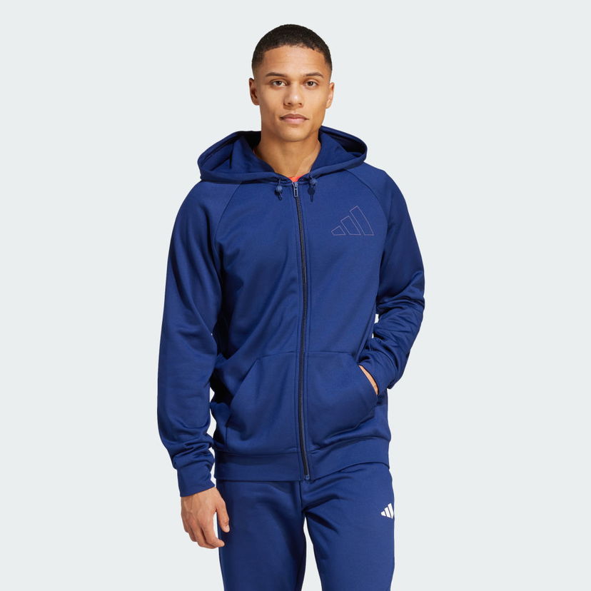 Mikina adidas Performance Game and Go Training Full-Zip Hoodie Modrá | IM1767