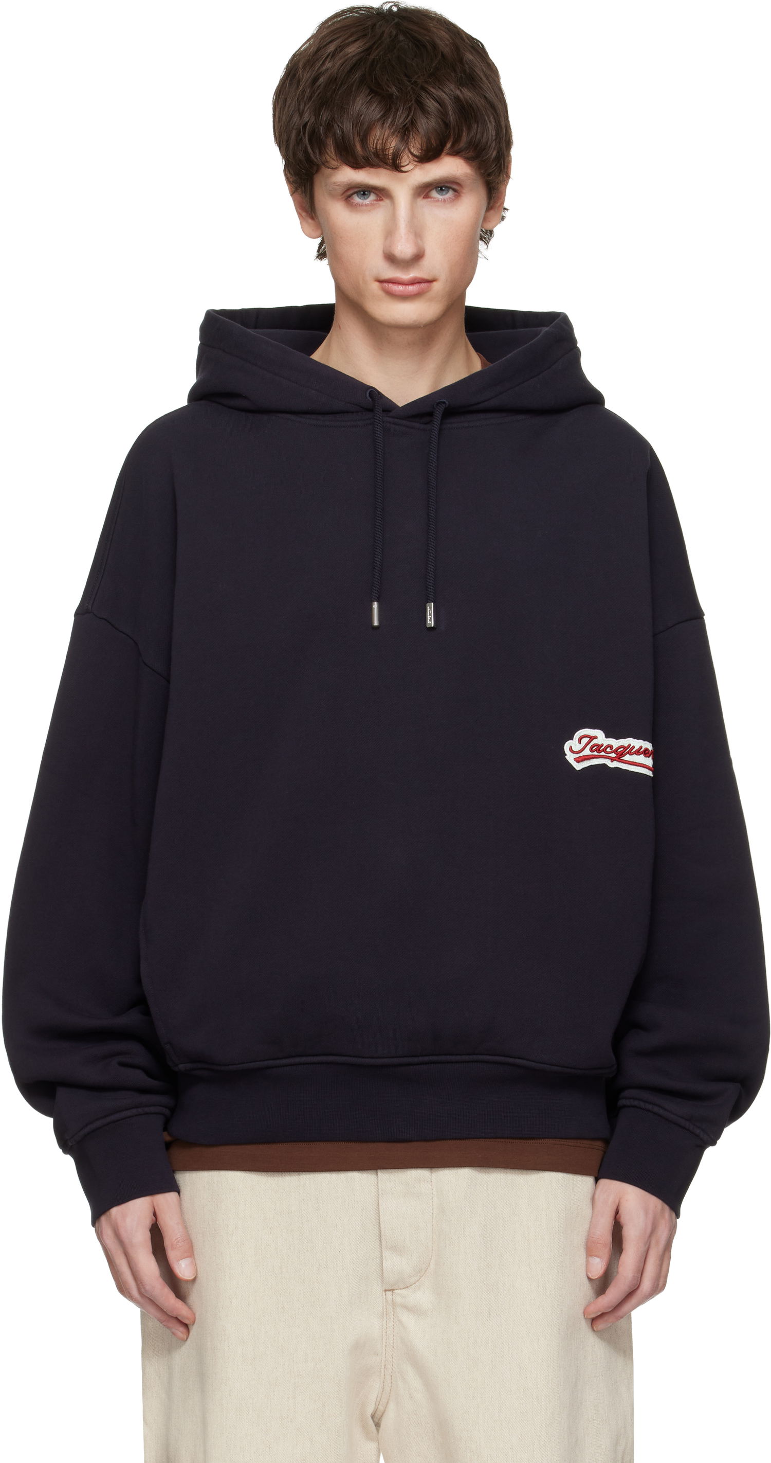 Mikina Jacquemus 'The Gio' Pullover Hoodie with Script Logo Patch Navy | 25HHOM00415AJ00126, 0