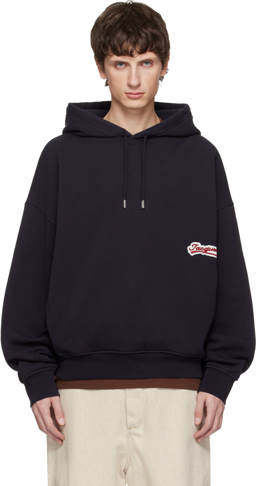 Mikina Jacquemus 'The Gio' Pullover Hoodie with Script Logo Patch Navy | 25HHOM00415AJ00126