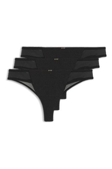 Nohavičky BOSS Three-pack of thongs with mesh inserts Čierna | 50550374, 0