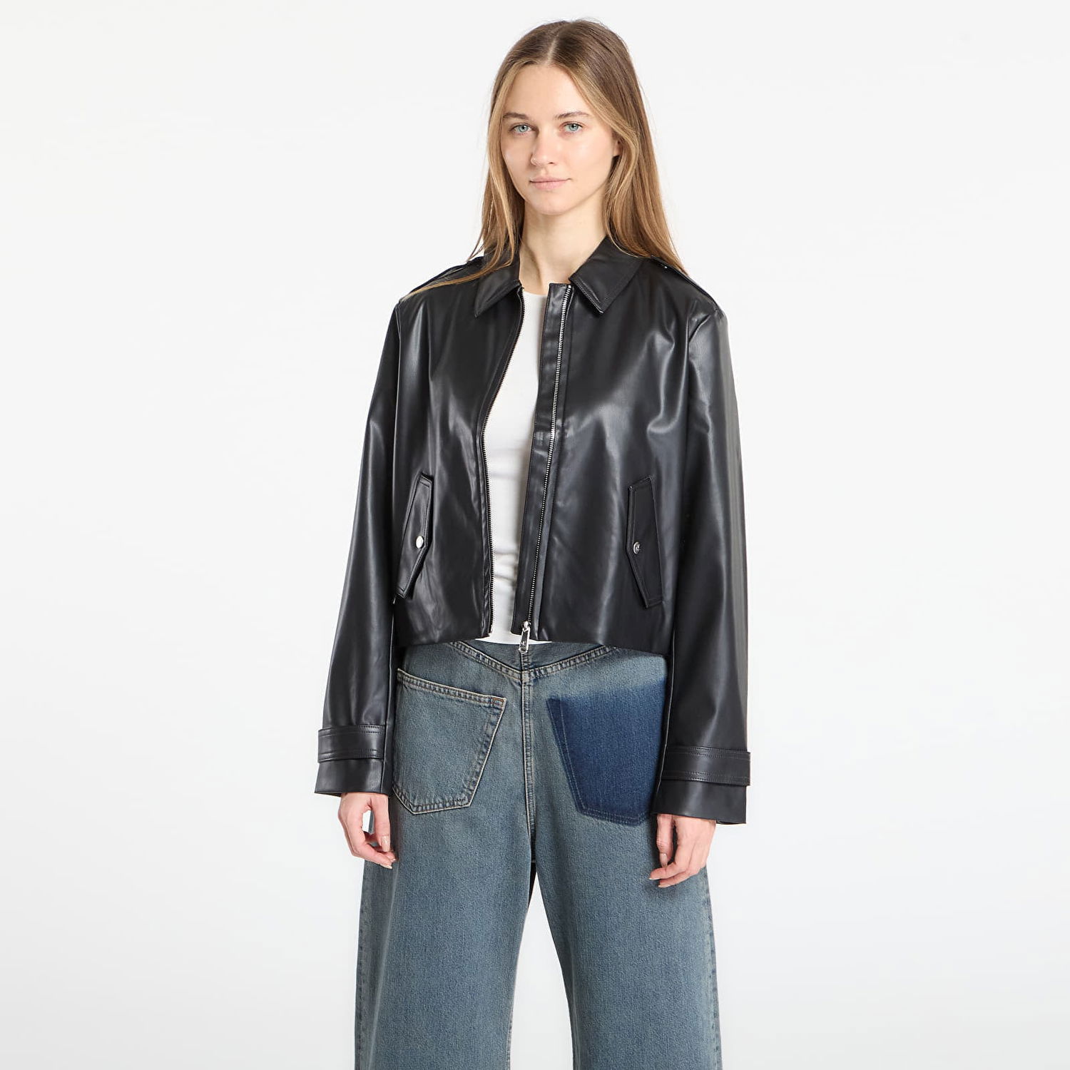 Bunda CALVIN KLEIN Leather Moto Jacket Čierna | LV047E501G UB1, 0