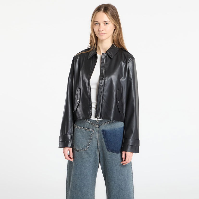 Bunda CALVIN KLEIN Leather Moto Jacket Čierna | LV047E501G UB1