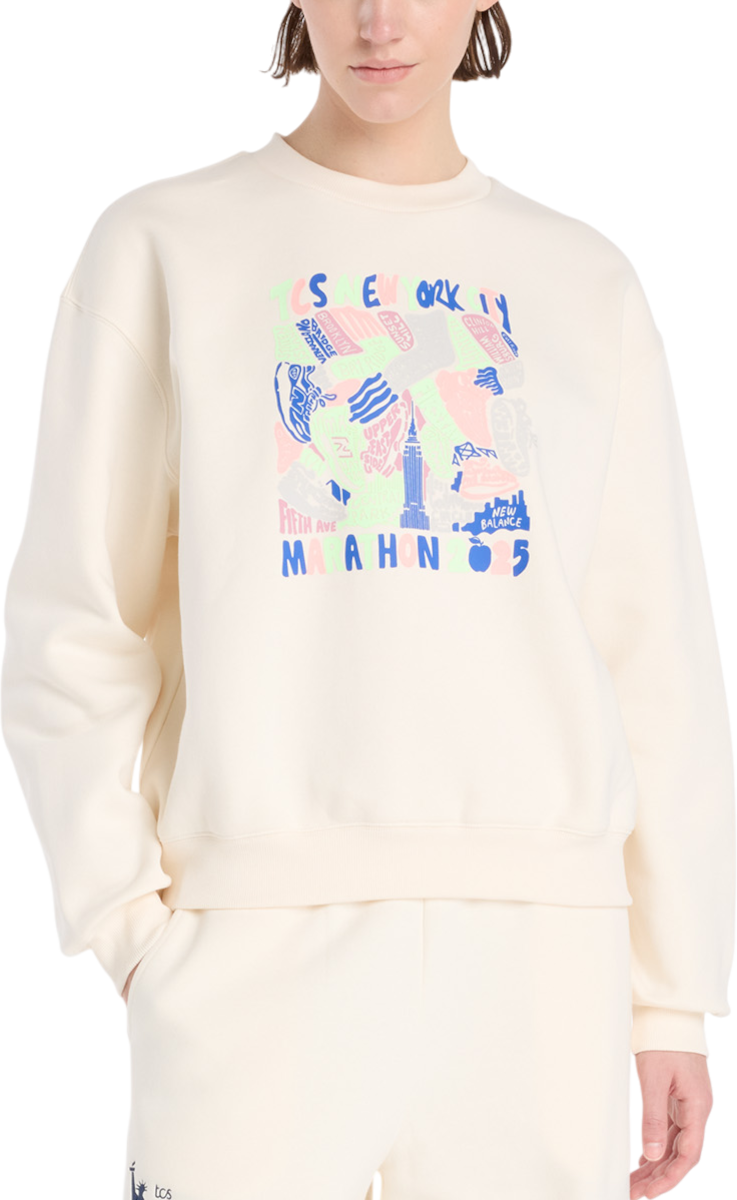 Mikina New Balance NYC Marathon Fleece Crewneck Sweatshirt Béžová | wt53511m-pef, 0