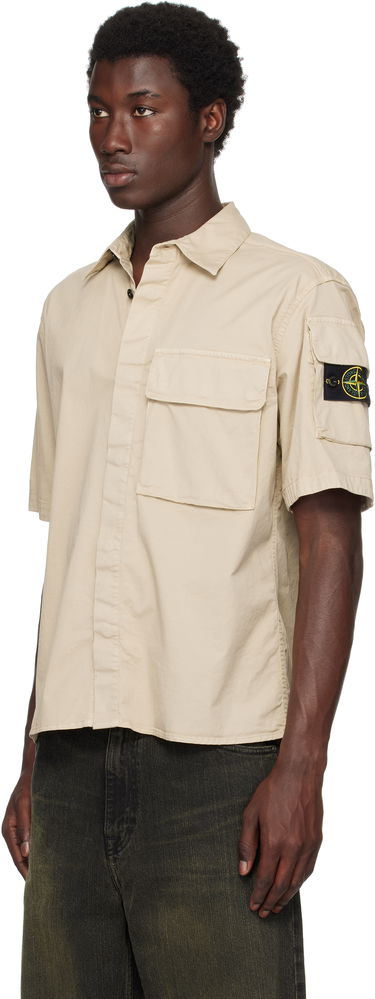 Košeľa Stone Island Supima Cotton Twill Stretch-TC Shirt Béžová | K2S15 1100007 S0010, 3