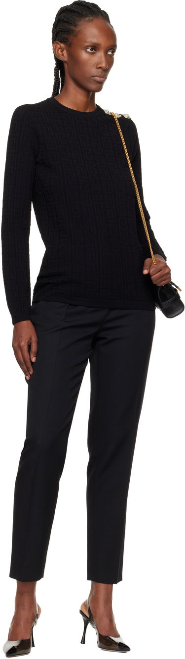 Nohavice Balmain High-Waisted Grain de Poudre Trousers Čierna | FF1PN190WC09, 3