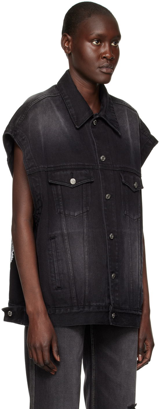 Vesta We11done We11done Horror Movie Sleeveless Denim Jacket Čierna | WD-DV3-22-384-U-BK, 1