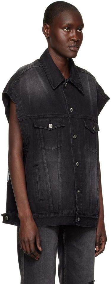 Vesta We11done We11done Horror Movie Sleeveless Denim Jacket Čierna | WD-DV3-22-384-U-BK, 1