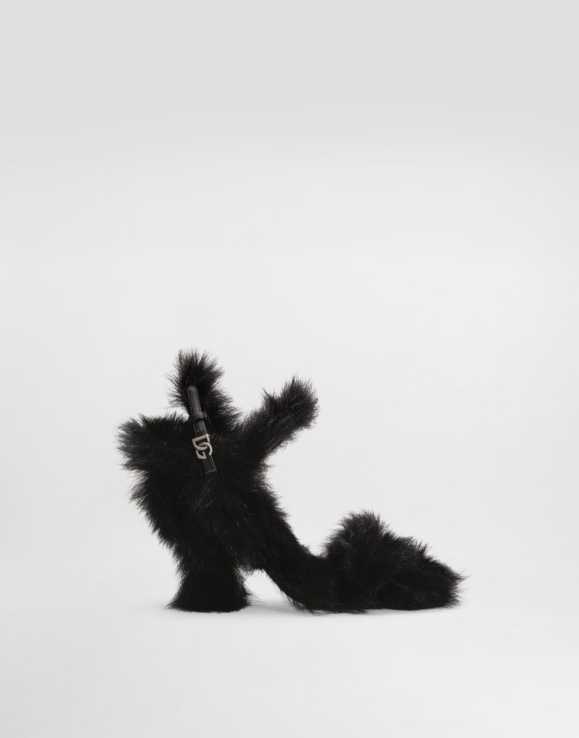 Tenisky a topánky Dolce & Gabbana Shearling Sandals Čierna | CR1910AW95180999