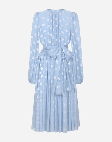 Šaty Dolce & Gabbana Silk Jacquard Calf-Length Dress Modrá | F6AOJTFJTBRF3981, 0