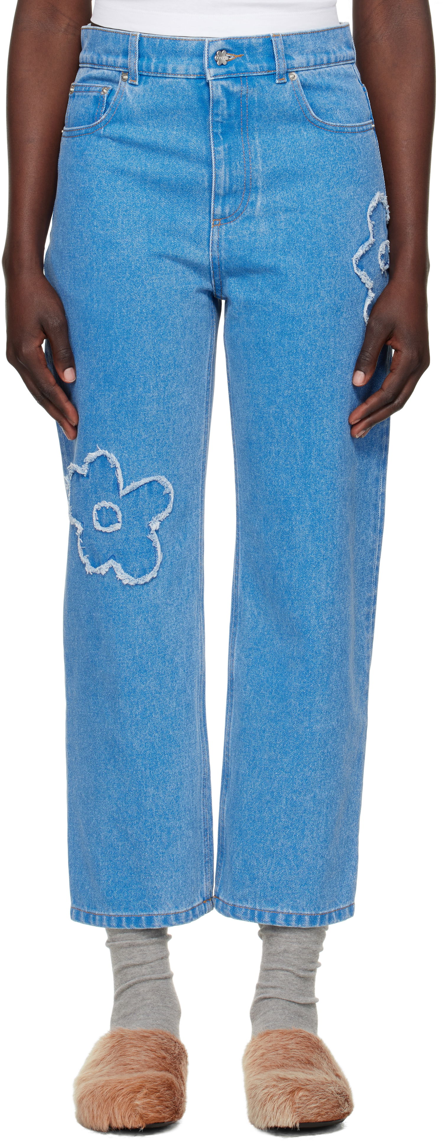 Džínsy Marni Marni Boyfriend Jeans with Flower Appliqué Modrá | PAJD0425Q2 USCX34, 0