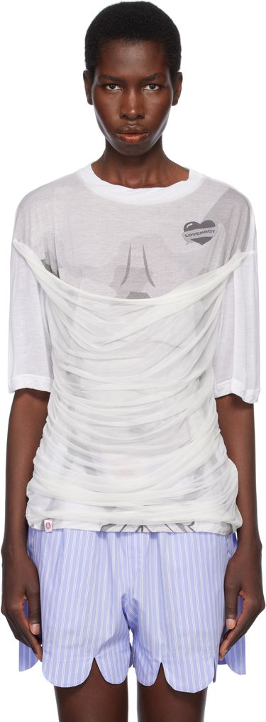 Tričko Charles Jeffrey Loverboy Charles Jeffrey LOVERBOY Draped Mesh T-Shirt Biela | 54080101, 0