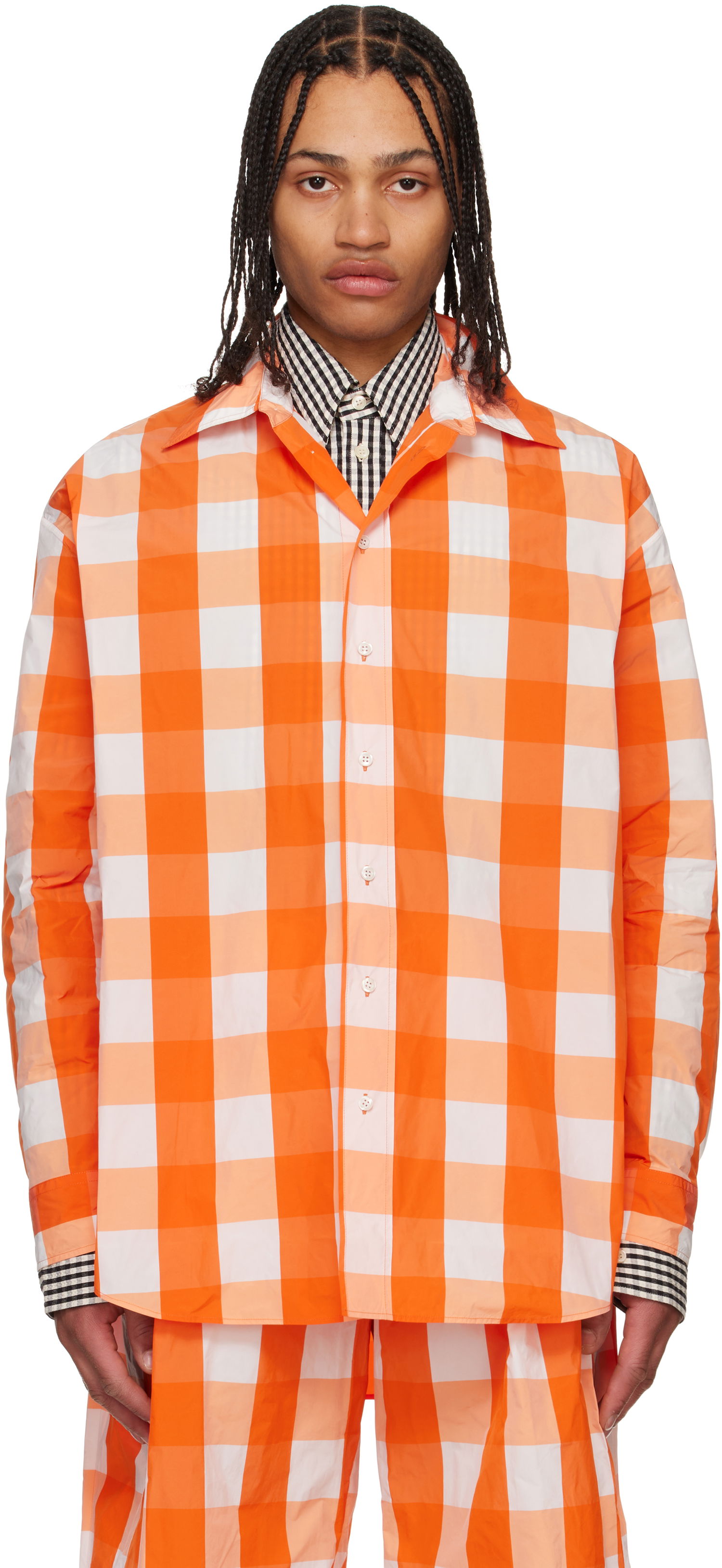 Košeľa Walter Van Beirendonck Walter Van Beirendonck Maxi Gingham Button-Up Shirt Oranžová | 6002, 0