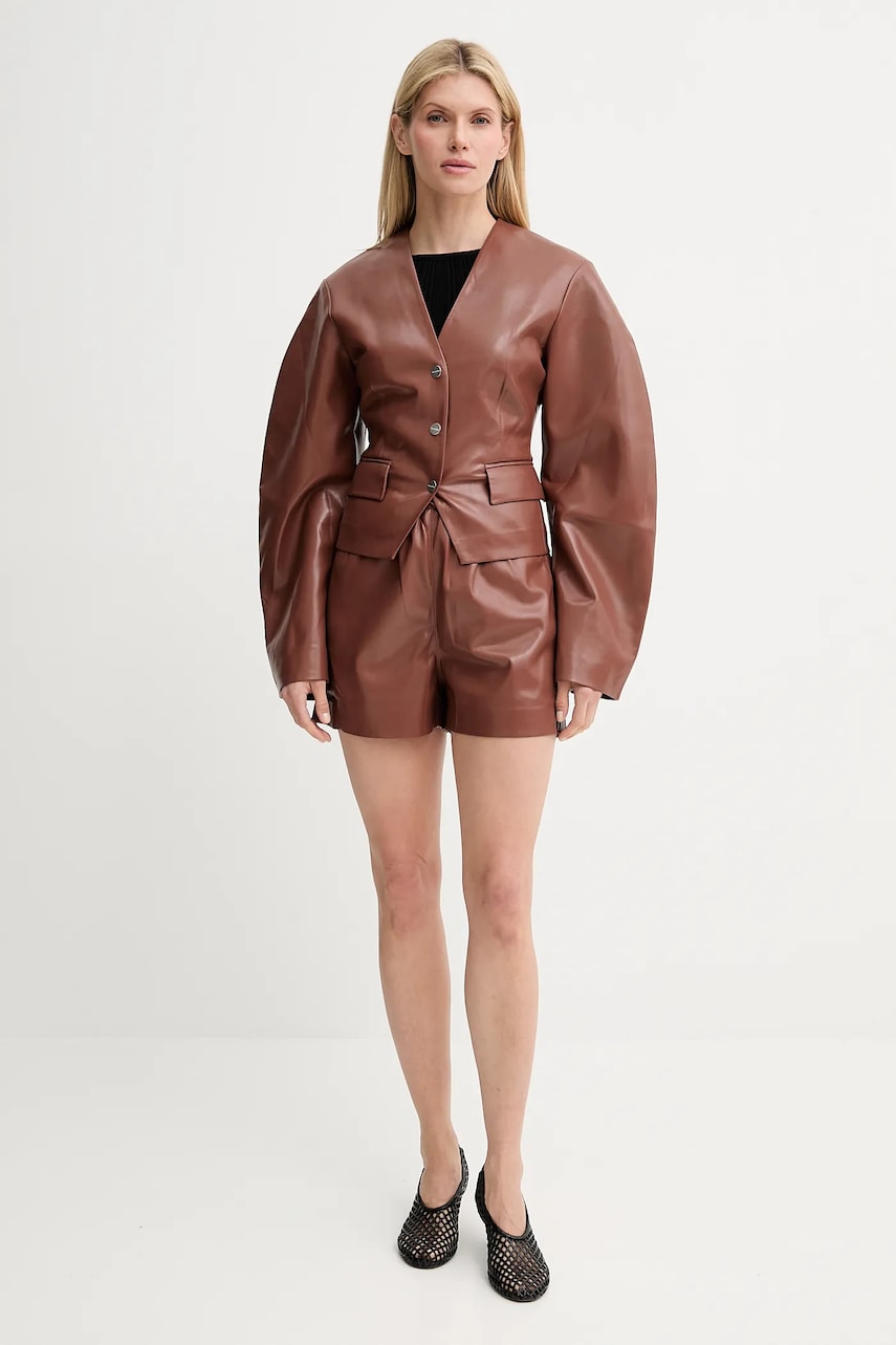 Bunda Nanushka Nanushka Kiyo Faux Leather Blazer and Shorts Set Hnedá | NW25SSOW22075, 1