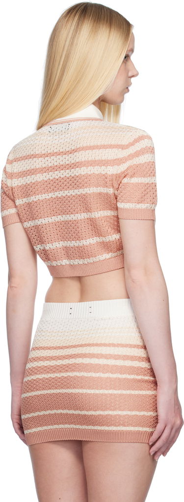 Polo tričko AMIRI AMIRI Stripe Cropped Polo Ružová | AWKNPO1023, 2