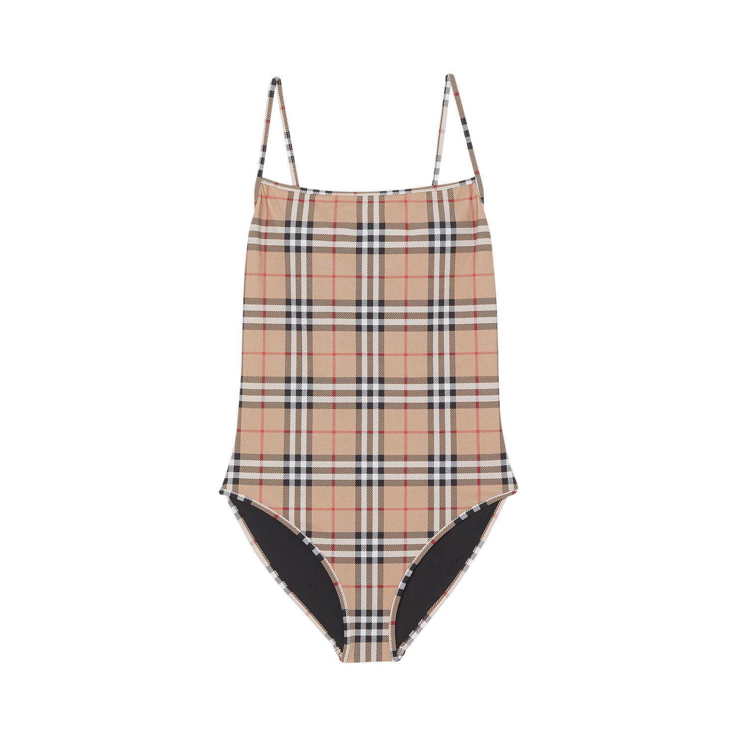 Plavky Burberry Check Print One-Piece Swimsuit Béžová | 8009009, 1