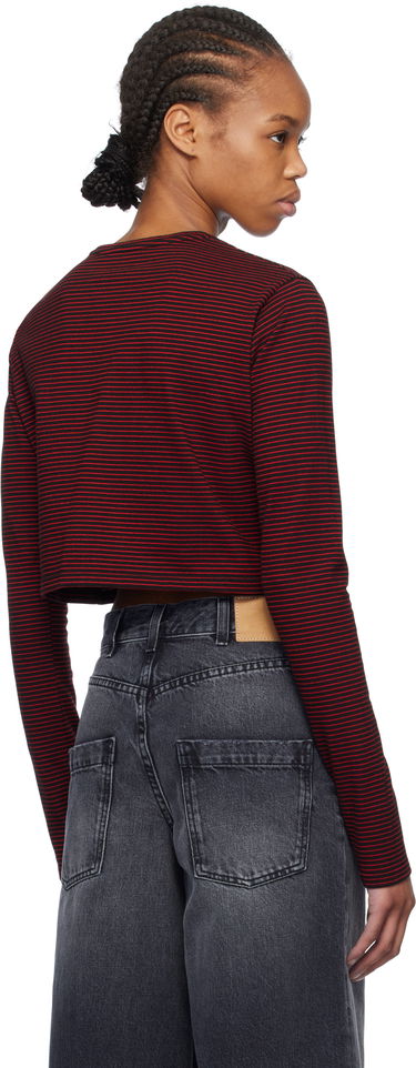 Crop Top We11done We11done Striped Cropped Longsleeve T-Shirt Červená | WD-TT0-25-716-W-BK, 2