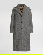 Dolce & Gabbana Long Chevron Tweed Coat