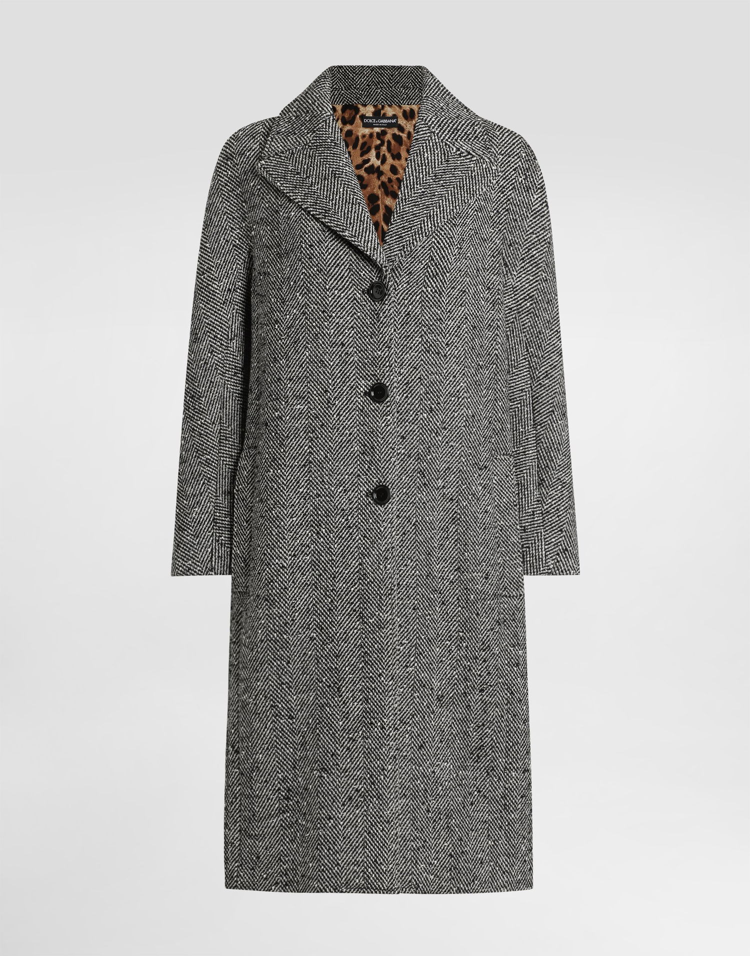 Kabáty Dolce & Gabbana Dolce & Gabbana Long Chevron Tweed Coat Šedá | F0W4JTFCZAJS8030, 0