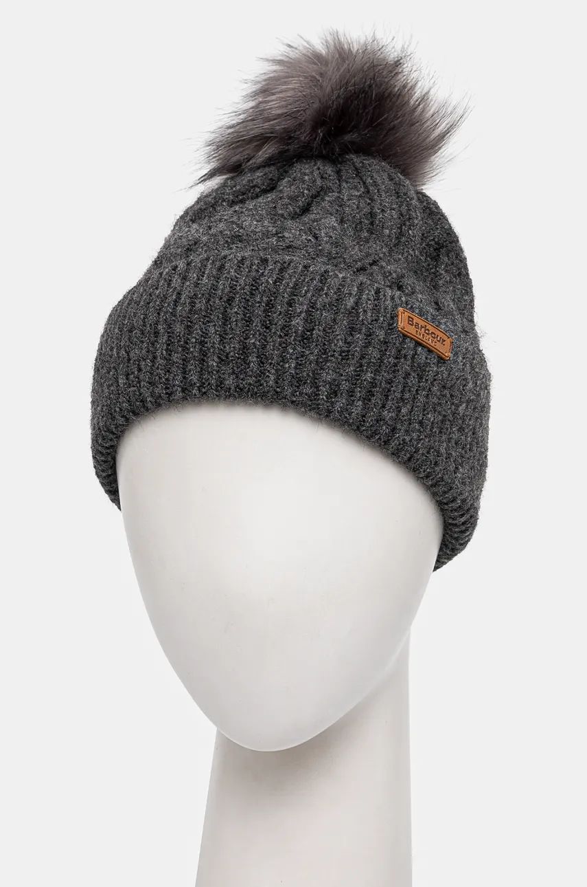 Kulicha Barbour Cable Knit Pom Beanie Šedá | LHA0555, 1