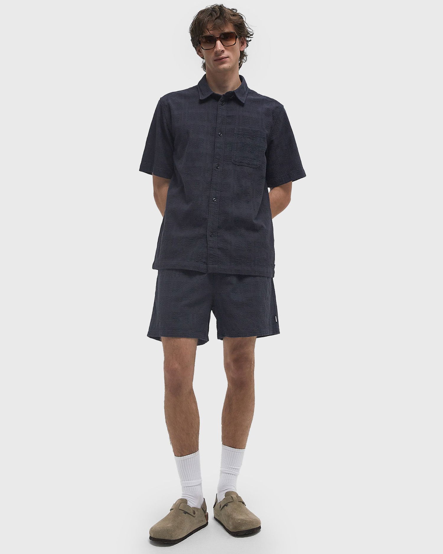 Šortky Les Deux Charlie Textured Casual Shorts Navy | LDM511058-460460, 1