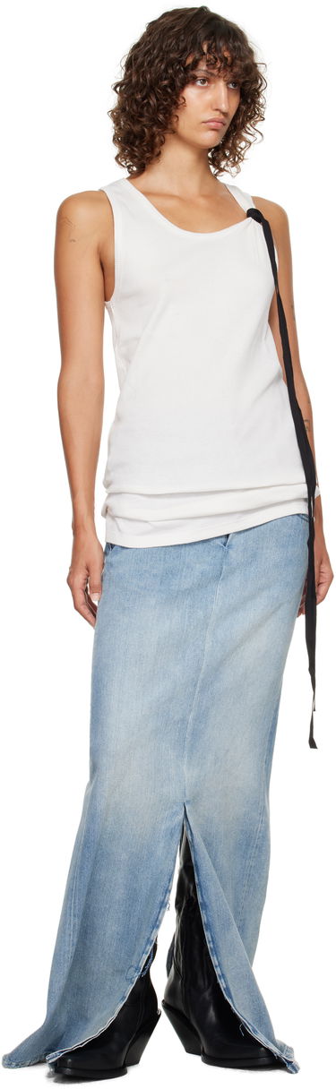 Tielko Ann Demeulemeester Ann Demeulemeester Seva Ribbed Tank Top Biela | 2520-W-JTO20-FA659-003, 3