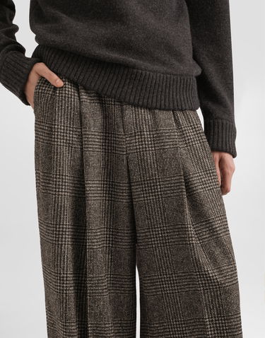 Nohavice Dolce & Gabbana Dolce & Gabbana Alpaca Blend Glen Plaid Trousers Hnedá | GP16OTFQMKDS8101, 3